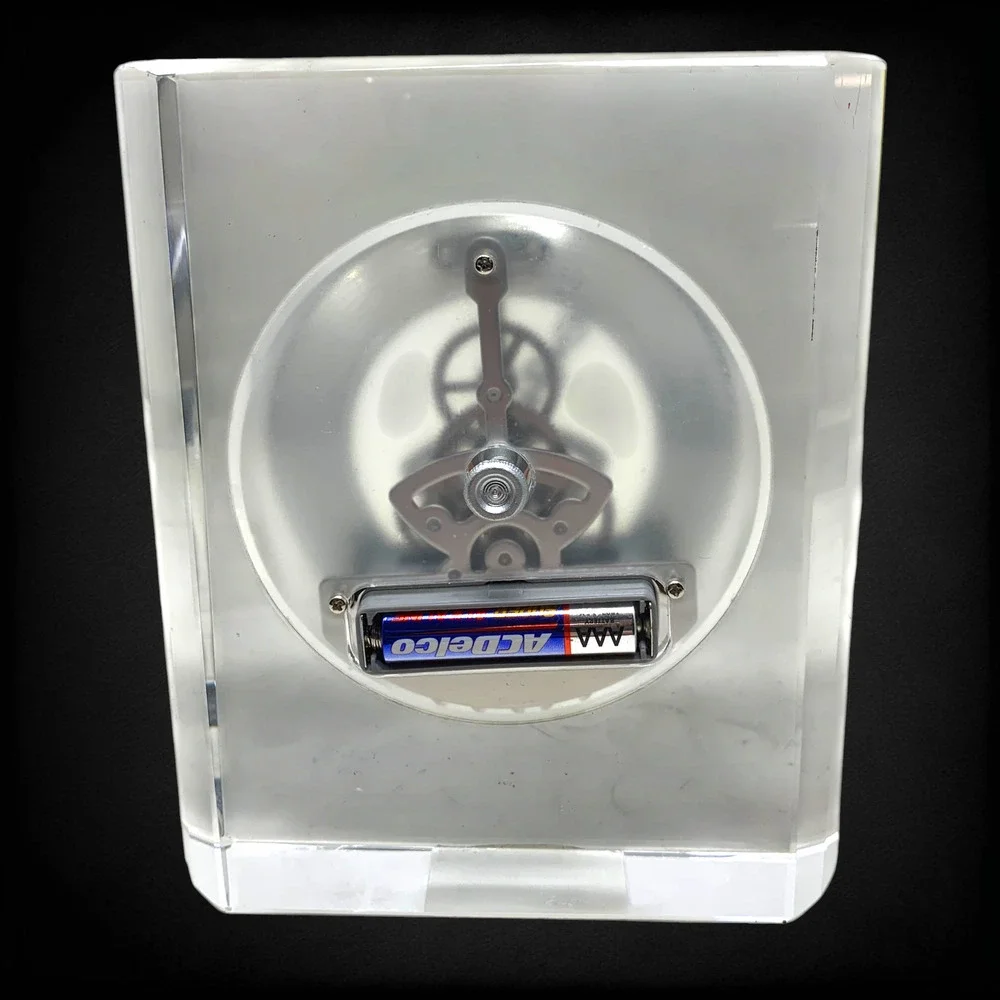 Vintage Y2K Heavy Crystal Style Glass Skeleton Quartz Mantel Shelf Clock Working